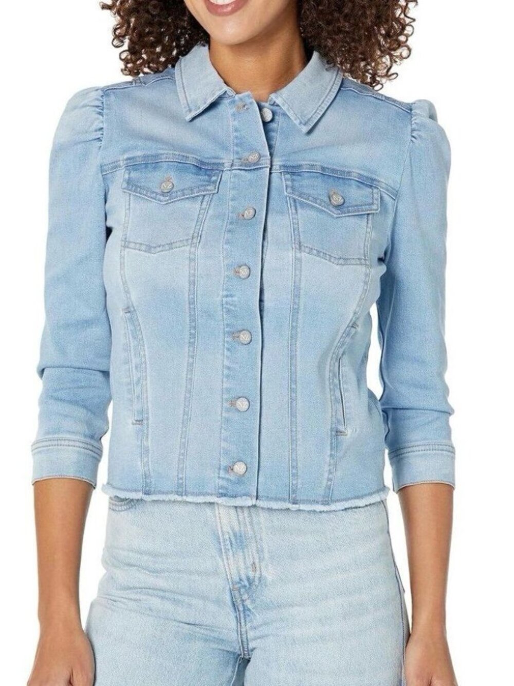 NIC+ZOE 3/4 Puff Sleeve Denim Jacket Blue Size S